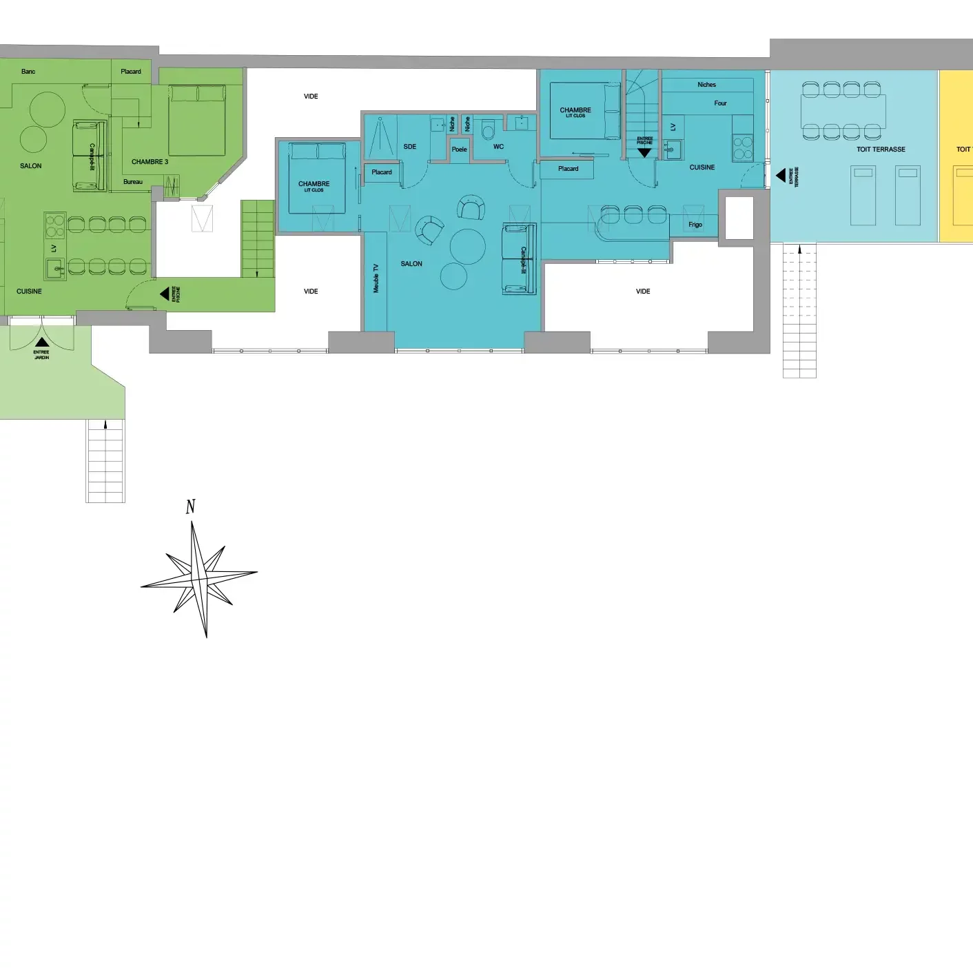 Plan des appartements à l'étage